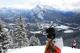 mt norquay snowboarders with view of banff